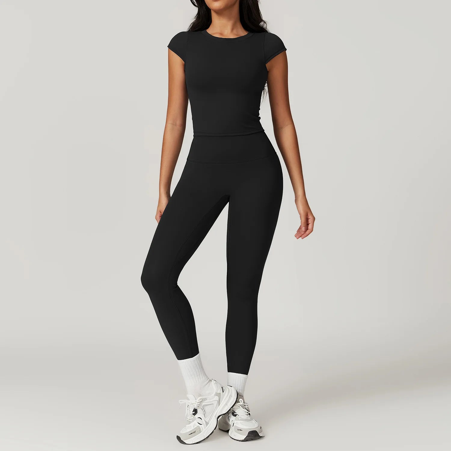 Yoga Set 2PCS Sports Suit Gym Leggings Women Clothes Fitness Tracksuit Workout Short Sleeve Female Yoga Short Skirt Sportswear
