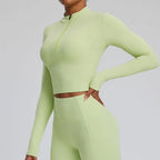 Half Zipper Long Sleeve Yoga Shirts Sport Top Fitness Yoga Top Gym Top Sports Wear For Women Push Up Running Full Sleeve Jacket