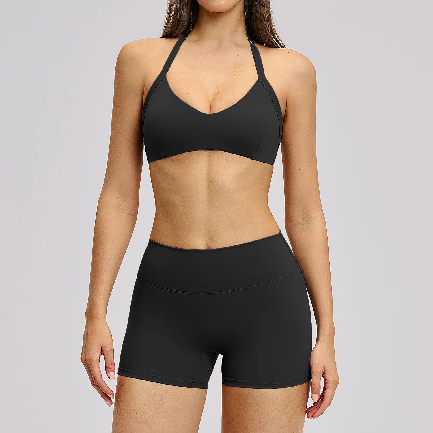 2 Pcs Yoga Suit Women Tracksuit Fitness Outfits Gym Clothes Halter Sports Bra Matching Shorts Shorts Workout Sets Gym Set Outfit