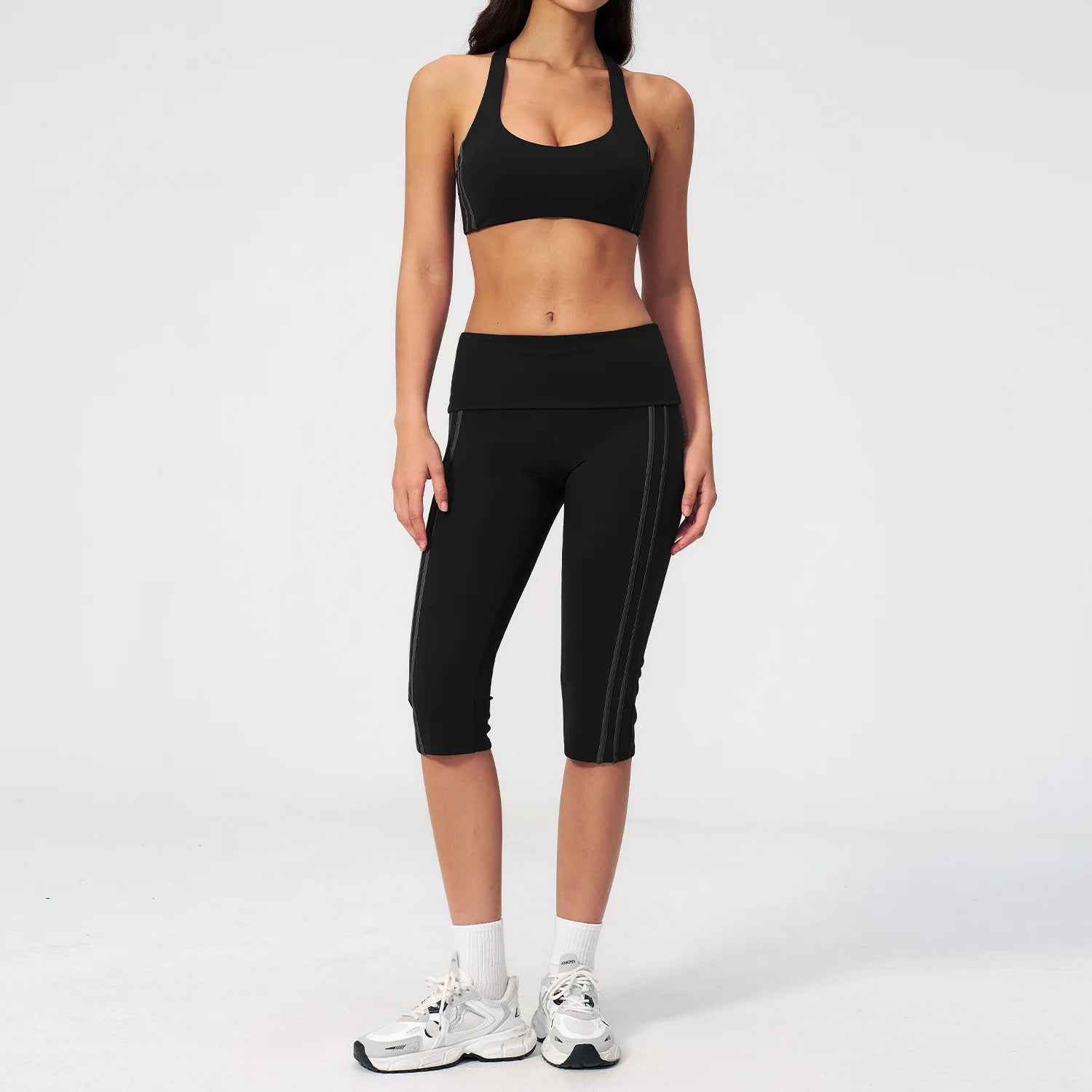 Yoga Set 2PCS Women's Tracksuit Workout Outfits Sportswear Gym Clothing High Waist Capri Pants Athletic Wear Fitness Sports Suit