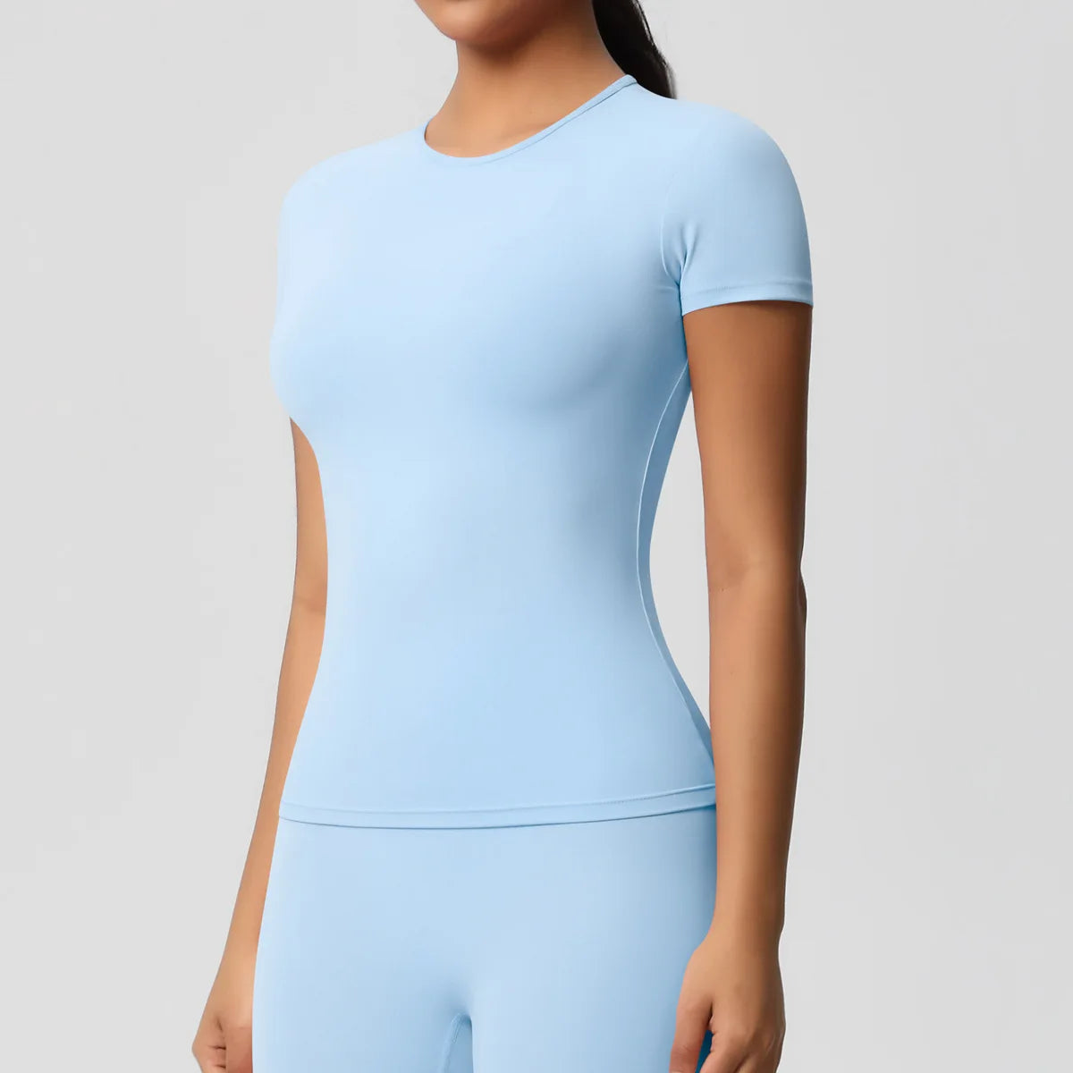 JUREN New Women Running Sports T Shirt Summer Short Sleeve Round Neck Breathable Stretchy Gym Yoga Slim Fitness Active Top Tee
