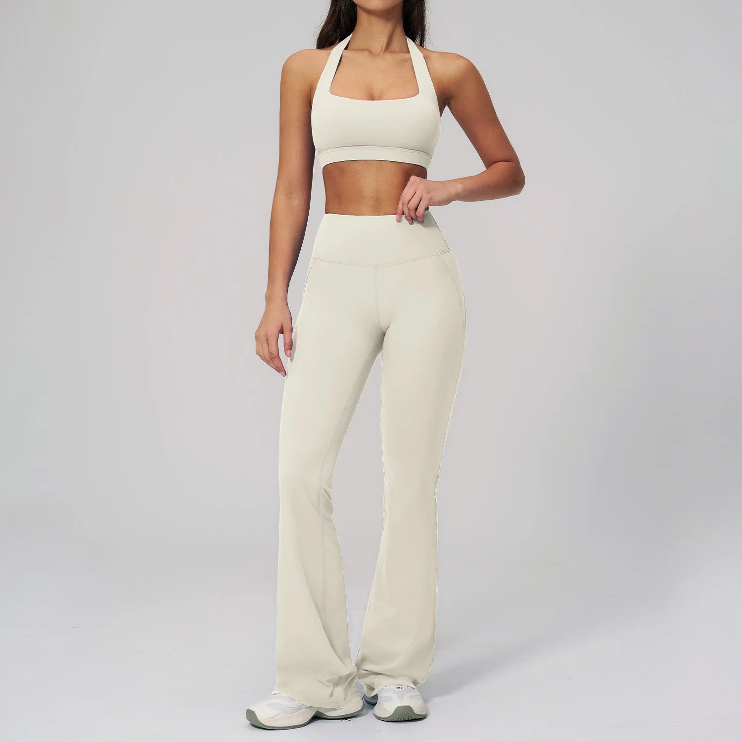 Women's Tracksuit Yoga Set 2 Pieces Athletic Wear Workout Sportswear Gym Clothing High Waist Bell-bottoms Fitness Sports Suits