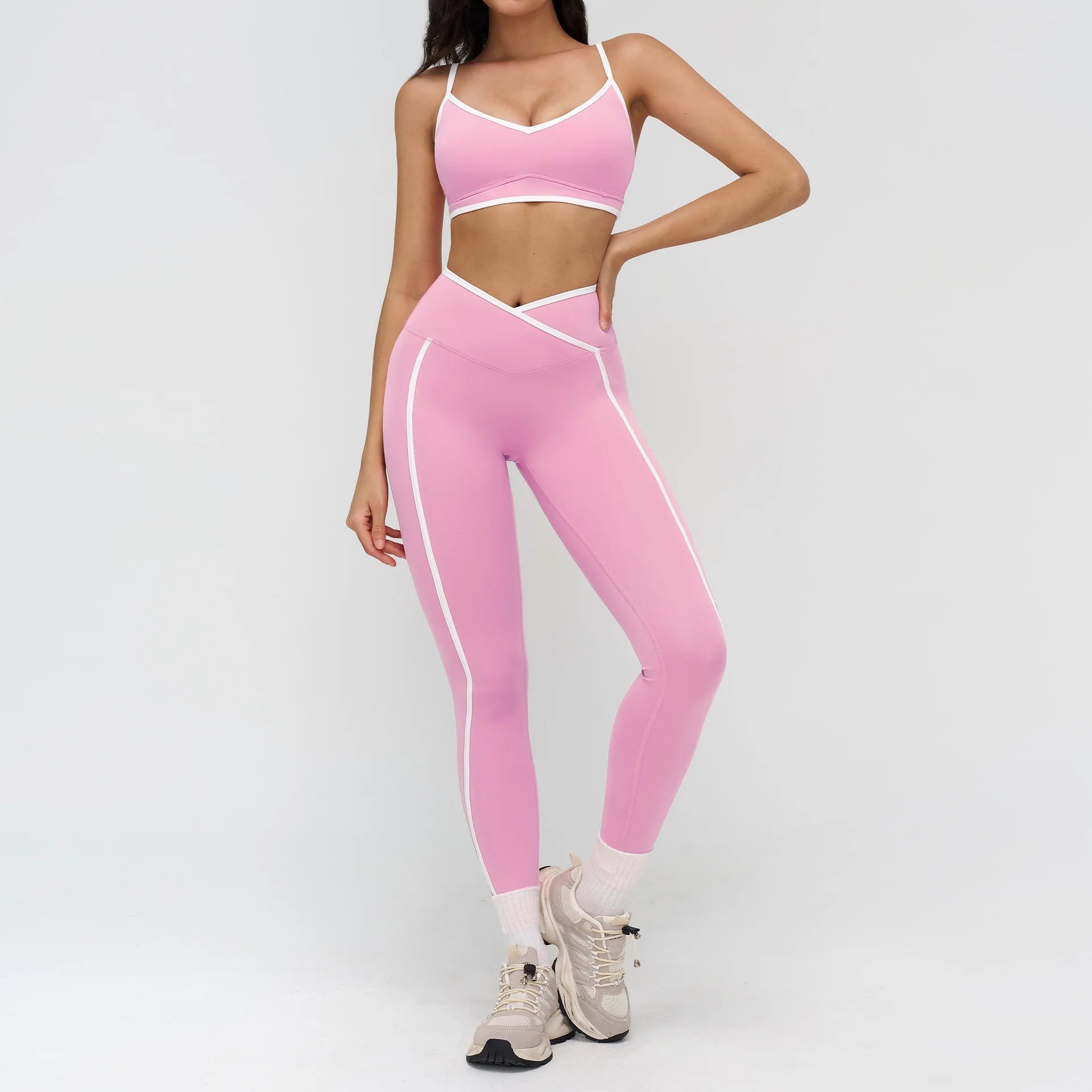 2 Pieces Yoga Set Workout Outfits Fitness Sportswear Gym Tracksuit High Waist Leggings Sports Bra Athletic Wear Women Clothes