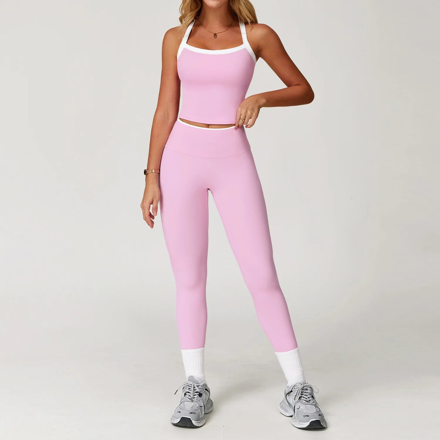 2 Pieces Yoga Set Women Workout Outfits Fitness Clothes Sportswear Gym Tracksuit High Waist Leggings Sports Bra Athletic Wear