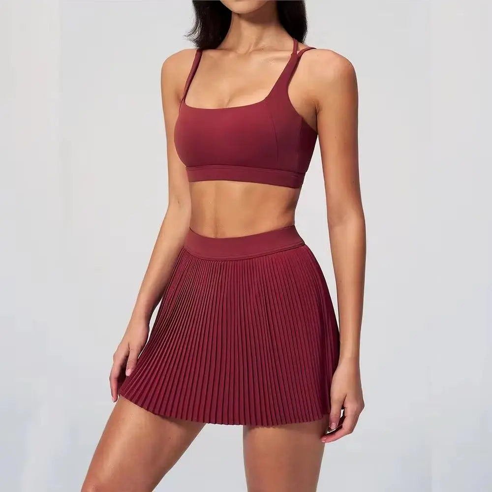 2 Pieces Yoga Set Women Tracksuit Gym Clothes Sports Bra Workout Suits Fitness Outfits Yoga Short Skirt Quick Drying Sportswear