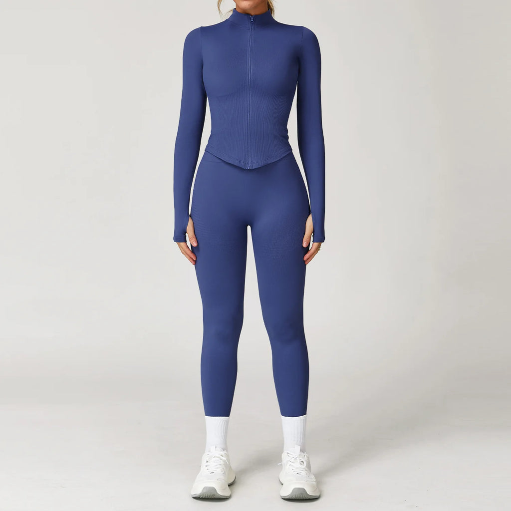 2/3/4PCS Yoga Set Seamless Gym Clothes Sportswear Yoga Suits For Women Fitness Long Sleeved Tracksuits Sports Bra Gym Leggings