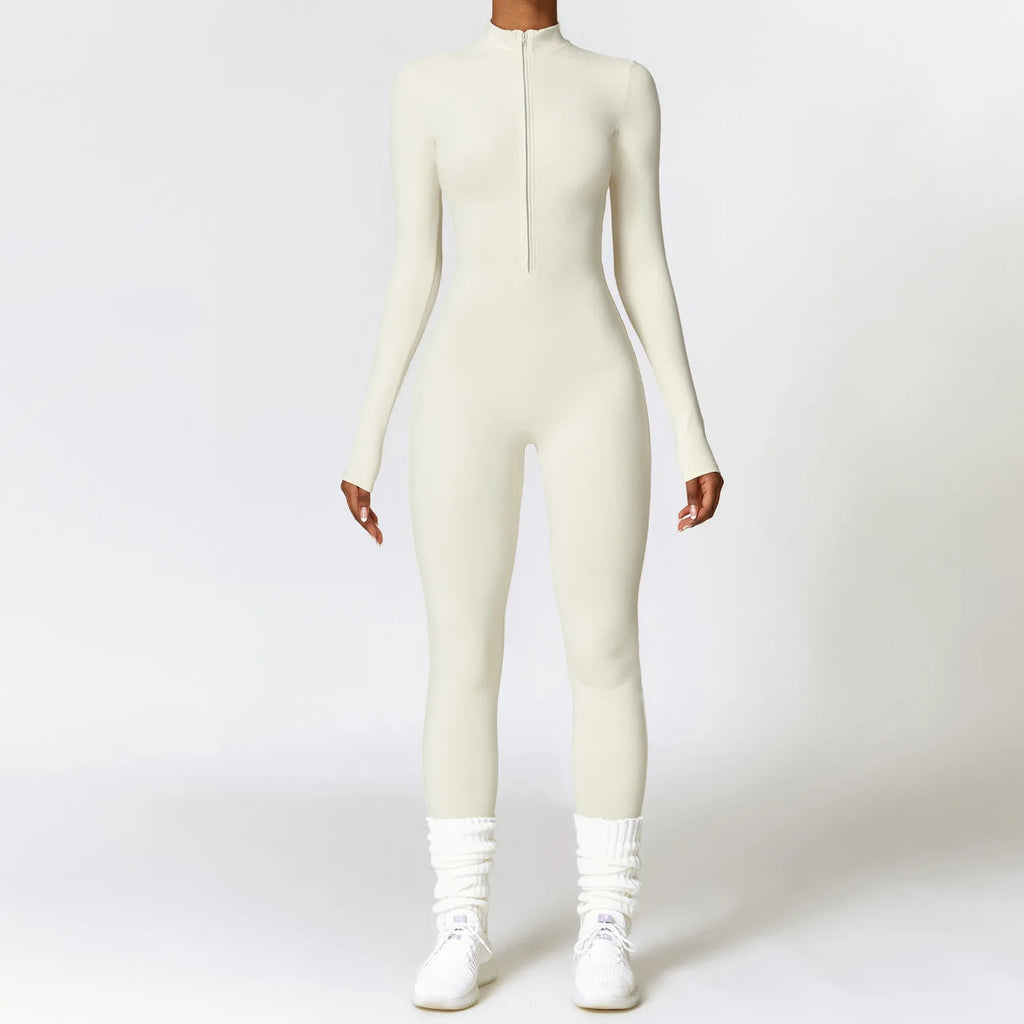 Winter Zipper Workout Jumpsuit Sports Overalls Women Gym Clothing Running Fitness Suit Gym Tracksuit Push Up Sportswear Yoga Set