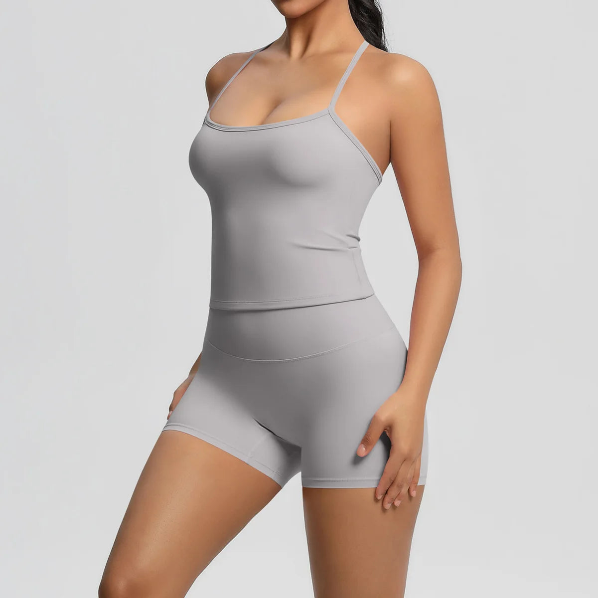 JUREN Yoga Sport Set Women Seamless Crop Top Bra Shorts Yoga Set Comfort Elastic Sportsuit Workout Outfit Fitness Gym Clothes
