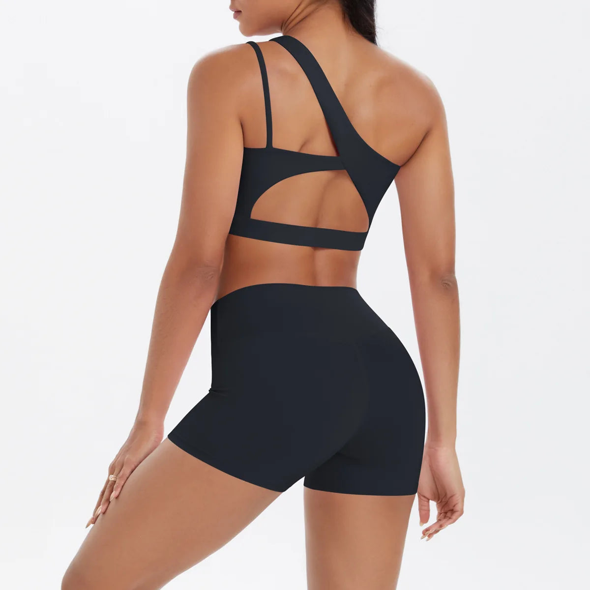JUREN Yoga Clothes Set 2 Piece Gym Sports Shorts Set Women Tracksuit High Waist Shorts Fitness Suit Running Bra Workout Outfits