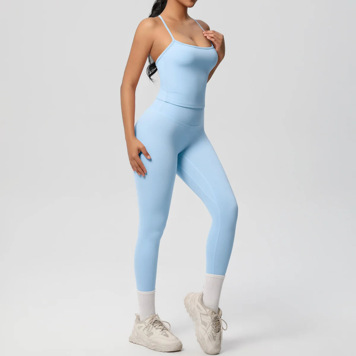 JUREN Yoga Outfits Women Tracksuit Fitness Suit Training Sleeveless Sport Gym Set Workout Overalls Sports Underwear Sportswear