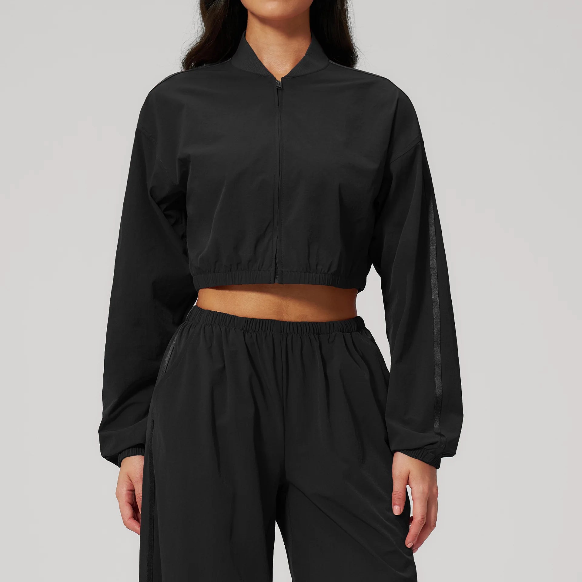 New Summer Yoga Long Sleeved Jacket For Women Sun Protection Outdoor Sports Fitness Short Standing Collar Sun Protection Jacket