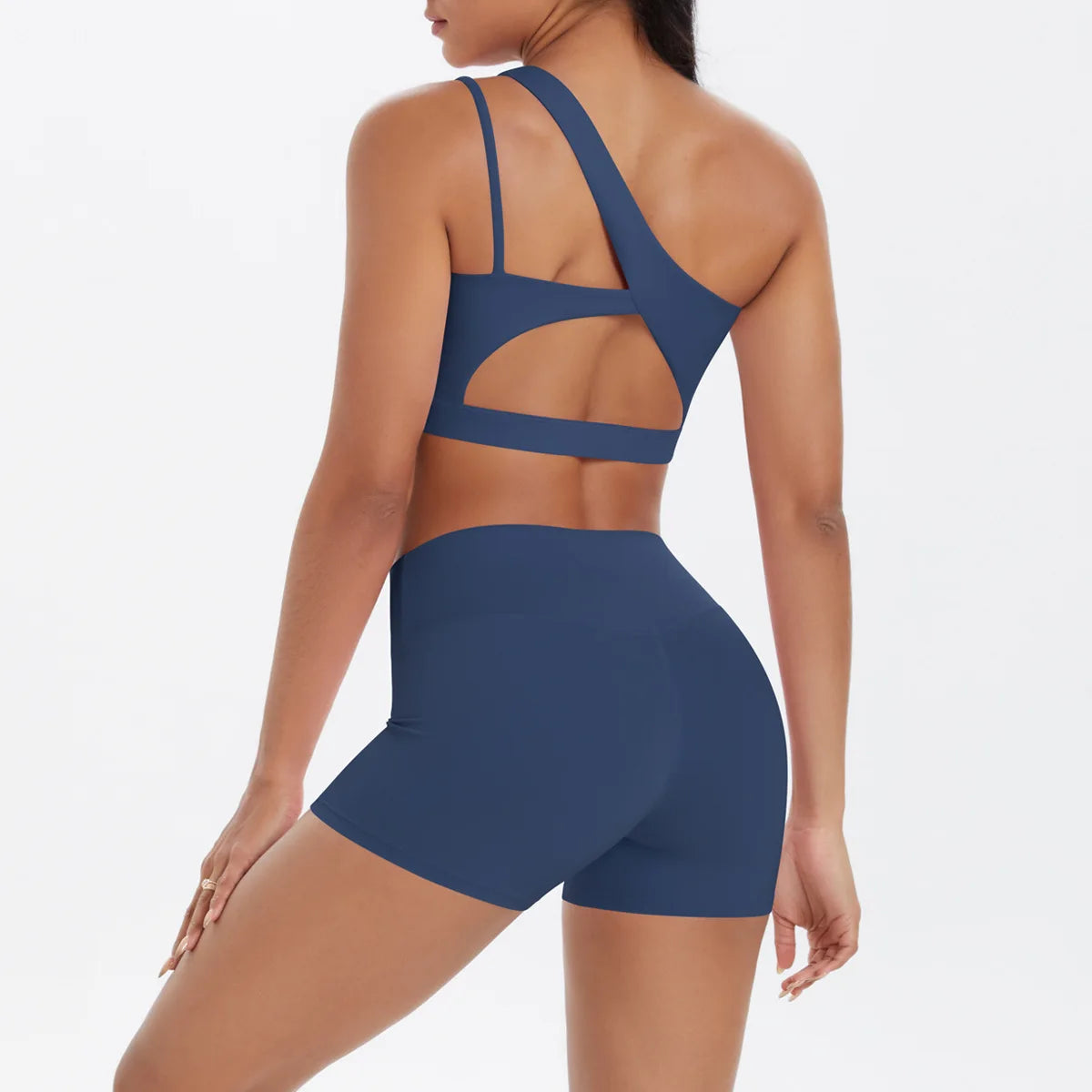 JUREN Yoga Clothes Set 2 Piece Gym Sports Shorts Set Women Tracksuit High Waist Shorts Fitness Suit Running Bra Workout Outfits