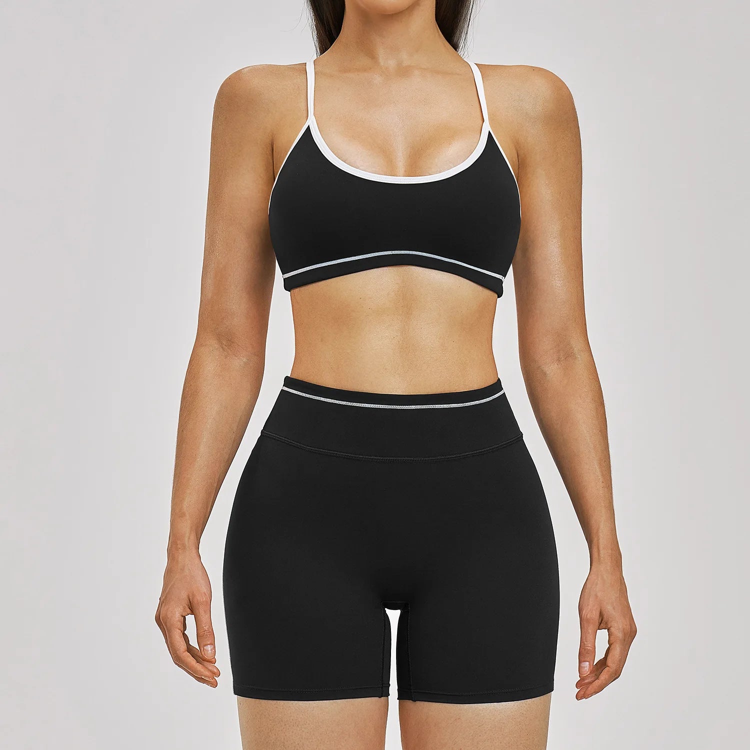 2PCS Yoga Suit for Women Tracksuit Fitness Outfits Gym Clothes Sports Bra Shorts Shorts Workout Sets Gym Long Sleeves Sportswear