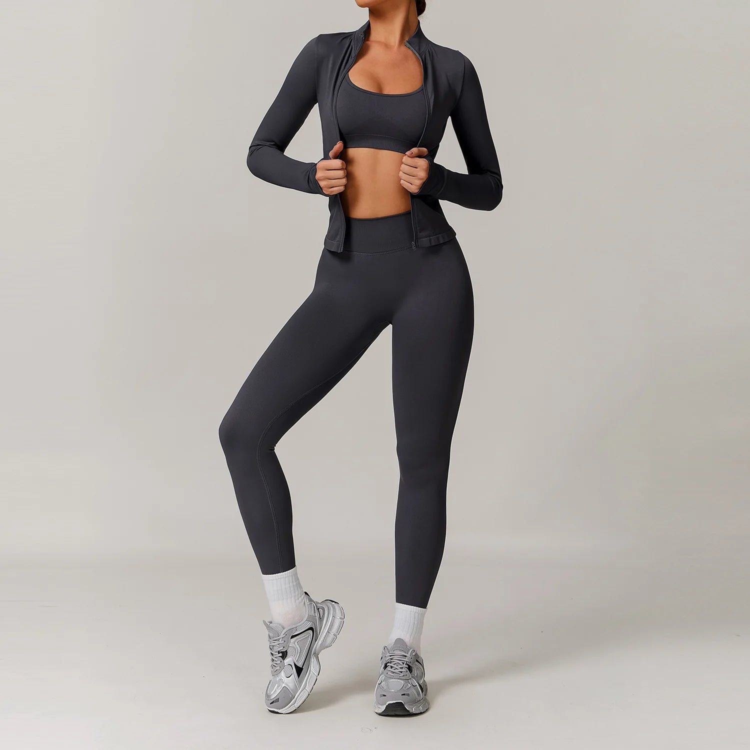 2/3PCS Yoga Set Women Workout Set Seamless Sportswear Gym Clothing Fitness Long Sleeve Crop Top High Waist Leggings Sports Suits