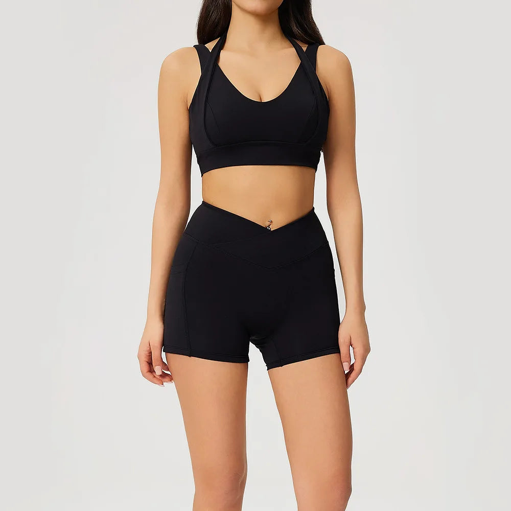2 Pieces Yoga Set For Women Gym Clothes Sportswear Yoga Suits Fitness Short Sleeve Crop Top Tracksuits Sports Bra Gym Leggings
