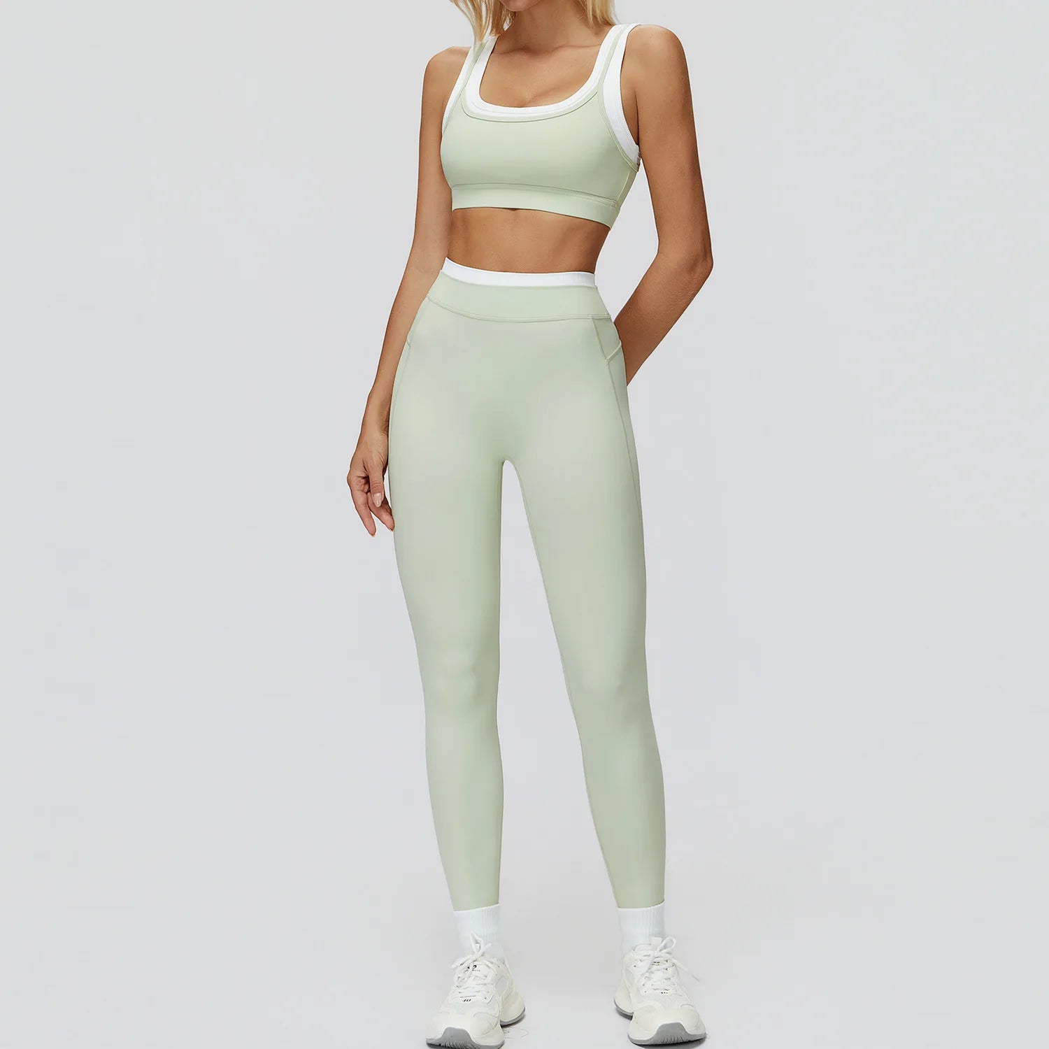 Women's Tracksuit 2PCS Yoga Set Athletic Wear Pilates Fitness Clothes Gym Outfits Workout Sets Push Up Sports Bra Leggings Suit