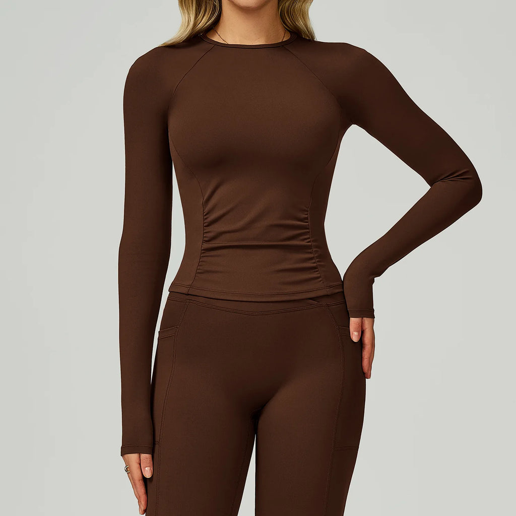 Women's Long Sleeve Top Yoga Shirts Running T-Shirt Workout Fitness Long Sleeve Gym Push Up Sports Top Sexy Training Crop Top