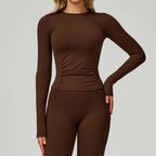 Women's Long Sleeve Top Yoga Shirts Running T-Shirt Workout Fitness Long Sleeve Gym Push Up Sports Top Sexy Training Crop Top
