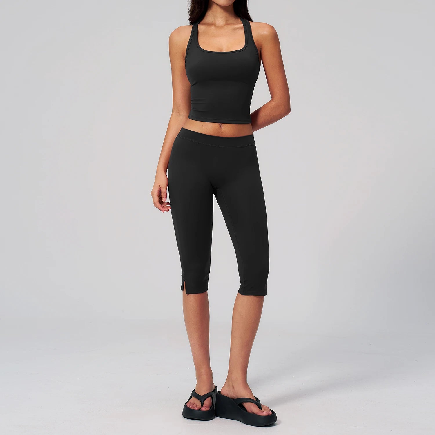 2 Pieces Yoga Set Women's Tracksuit Athletic Wear Fitness Suit Gym Outfits Workout Clothes Push Up Sports Bra Capri Pants Suit