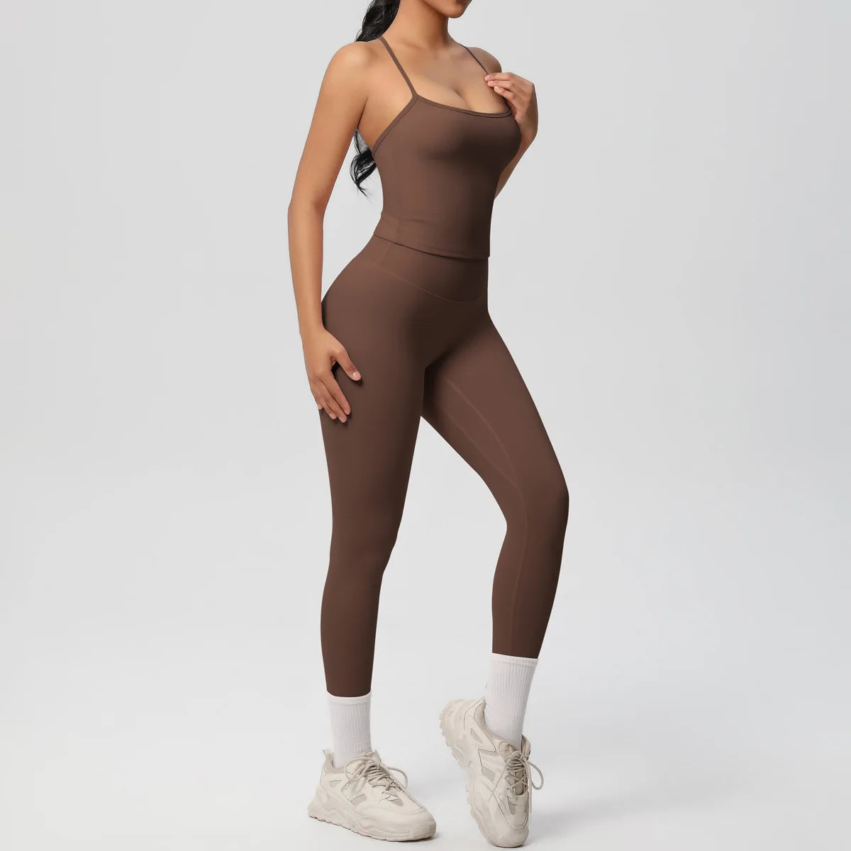 JUREN Yoga Outfits Women Tracksuit Fitness Suit Training Sleeveless Sport Gym Set Workout Overalls Sports Underwear Sportswear
