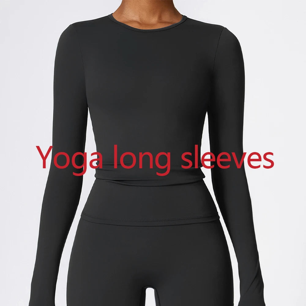 JUREN Sports Long Sleeve Shirt Quick Dry Yoga Clothes Gym Top Women Breathable Fitness Tops Yoga Shirt Women Workout Top Female