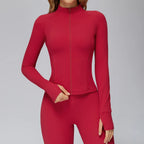 Zipper Jacket Women Crop Tops Pocket Yoga T-shirts Solid Sports Top Long Sleeve Running Shirts Quick Dry Fitness Gym Sport Wear