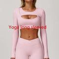 Women Yoga Shirts Crop Top Long Sleeves Sexy Hollow Out Shirts for Women Yoga Sports Fitness Gym Clothes Push Up Workout Tops