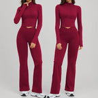 Yoga Set 2PCS Sportswear Sports Outfits Women Tracksuits Yoga Suit Gym Clothes Workout Legging Fitness Long Sleeve Sports Suit
