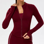 Zipper Jacket Women Long Sleeve Crop Tops Yoga T-shirts Sports Top Running Shirts Sexy Quick Dry Fitness Gym Clothes Sport Wear