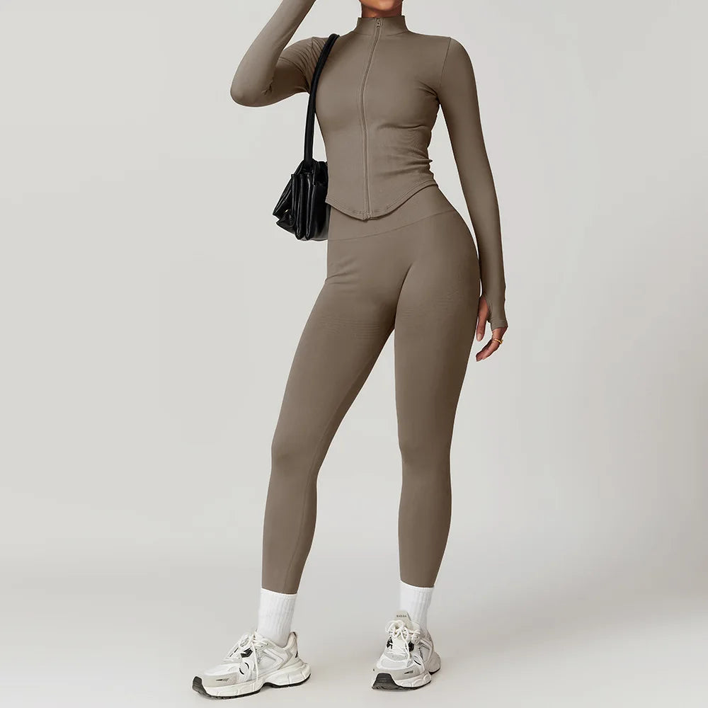 2/3/4PCS Yoga Set Seamless Gym Clothes Sportswear Yoga Suits For Women Fitness Long Sleeved Tracksuits Sports Bra Gym Leggings