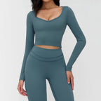 Women Yoga Shirts Crop Top Long Sleeves Shirts Women Yoga Sports Fitness T-shirt Running Gym Clothes High Elastic Workout Tops