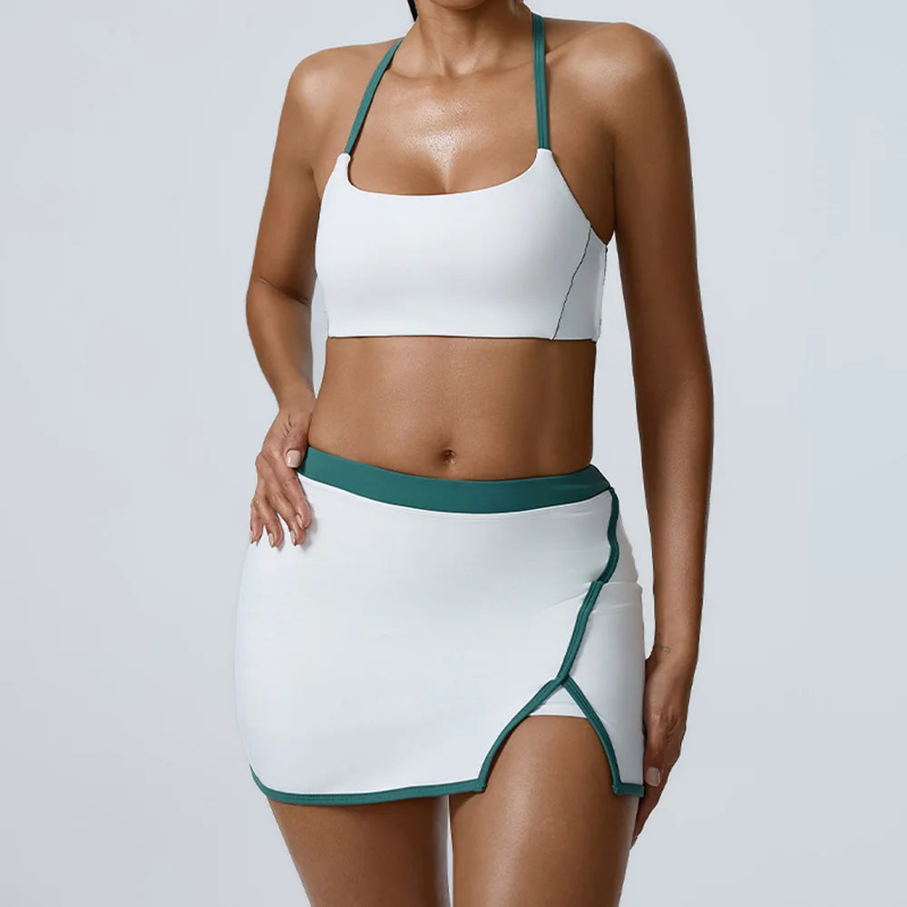 JUREN Workout Clothes Women's Tracksuit 2PCS Yoga Set Sportswear Gym Clothing High Waist Leggings Sportswear Fitness Sports Bra