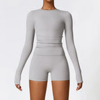2PCS Yoga Suit Women Sports Outfits Quick-Drying Gym Set Women Tracksuit Running Workout Long Sleeve Sports Shirt Yoga Clothing