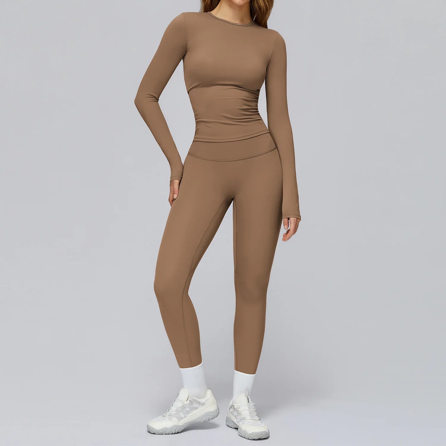2PCS Yoga Suit Women Sports Outfits Quick-Drying Gym Set Women Tracksuit Running Workout Long Sleeve Sports Shirt Yoga Clothing