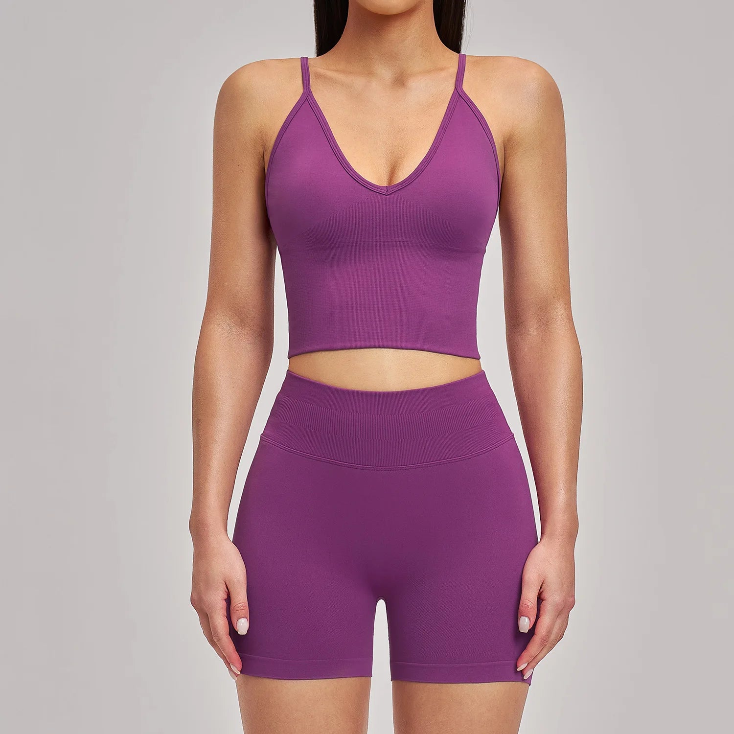 2pcs Seamless Yoga Suit Women Tracksuit Sports Bra High Waist Leggings Shorts Outfit Gym Set Fitness Workout Clothes Sportswear