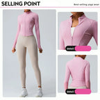New Outdoor Running Yoga Jacket Elasticity Women's Sports Jacket Gym Sports Long Sleeves Women Quick-Drying Tights Zipper Hoodie