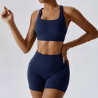 2PCS Women's Tracksuit Athletic Wear Yoga Set Workout Shorts Sportswear Gym Clothing High Waist Leggings Fitness Bra Sports Suit