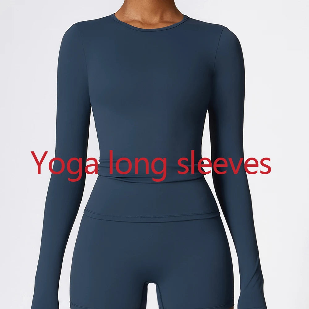 JUREN Sports Long Sleeve Shirt Quick Dry Yoga Clothes Gym Top Women Breathable Fitness Tops Yoga Shirt Women Workout Top Female