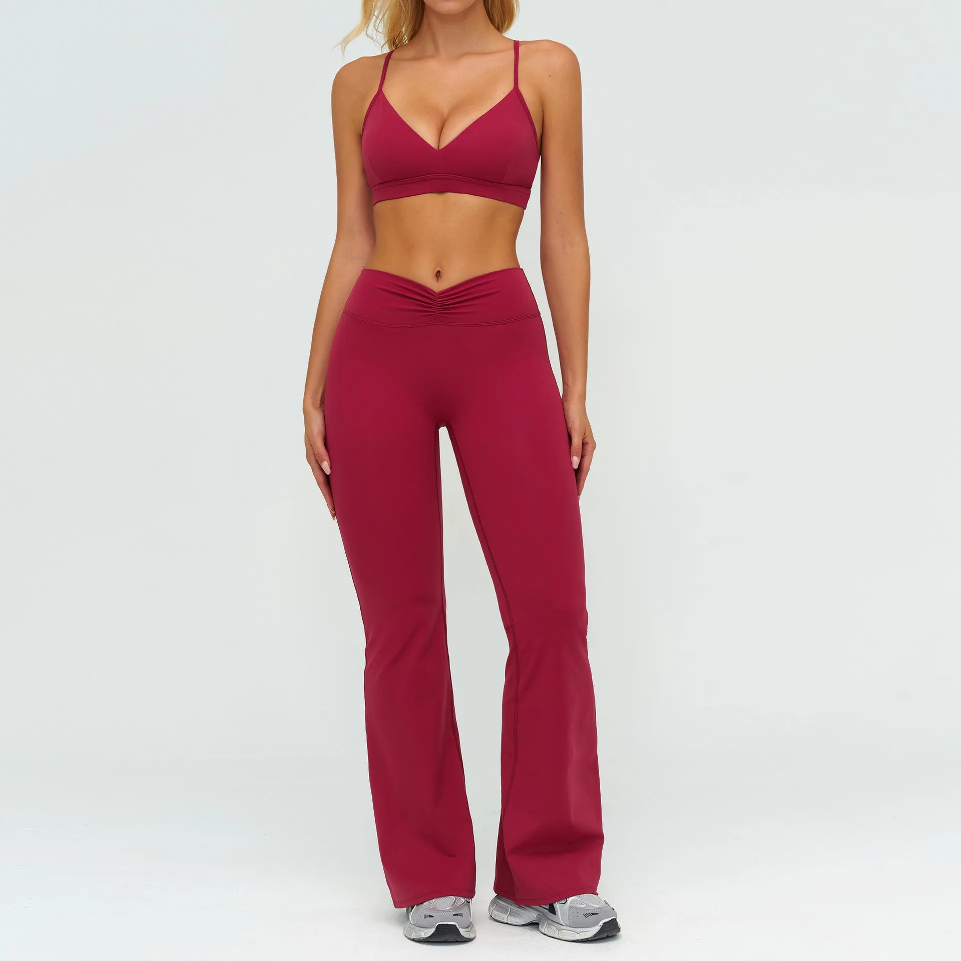 Yoga Set 2PCS Women Tracksuit Sportswear Workout Clothes Athletic Wear Gym Legging Fitness Bra Crop Top Long Sleeve Sports Suits
