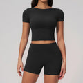2 Pieces Sports Sets Short Sleeve Yoga Suit Fitness Set Women Athletic Wear Workout Clothes Running Sports Shorts Gym Outfits