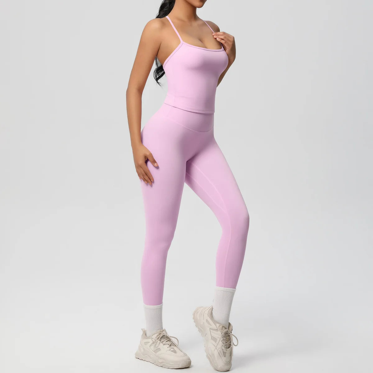JUREN Yoga Outfits Women Tracksuit Fitness Suit Training Sleeveless Sport Gym Set Workout Overalls Sports Underwear Sportswear