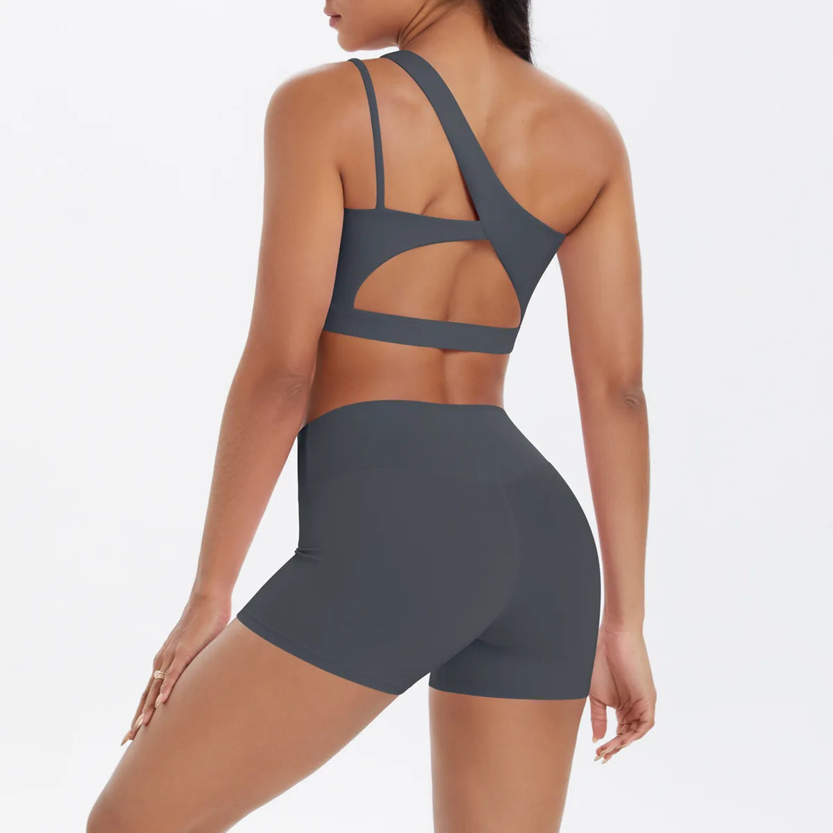 JUREN Yoga Clothes Set 2 Piece Gym Sports Shorts Set Women Tracksuit High Waist Shorts Fitness Suit Running Bra Workout Outfits