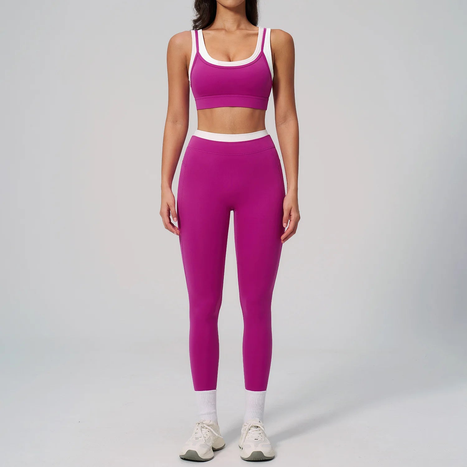 Women's Tracksuit 2PCS Yoga Set Athletic Wear Pilates Fitness Clothes Gym Outfits Workout Sets Push Up Sports Bra Leggings Suit