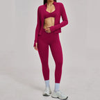 3PCS Yoga Suit Gym Sports Set Women Tracksuit Workout Clothes Running Legging Long Sleeve Sports Bra Athletic Wear Yoga Clothing