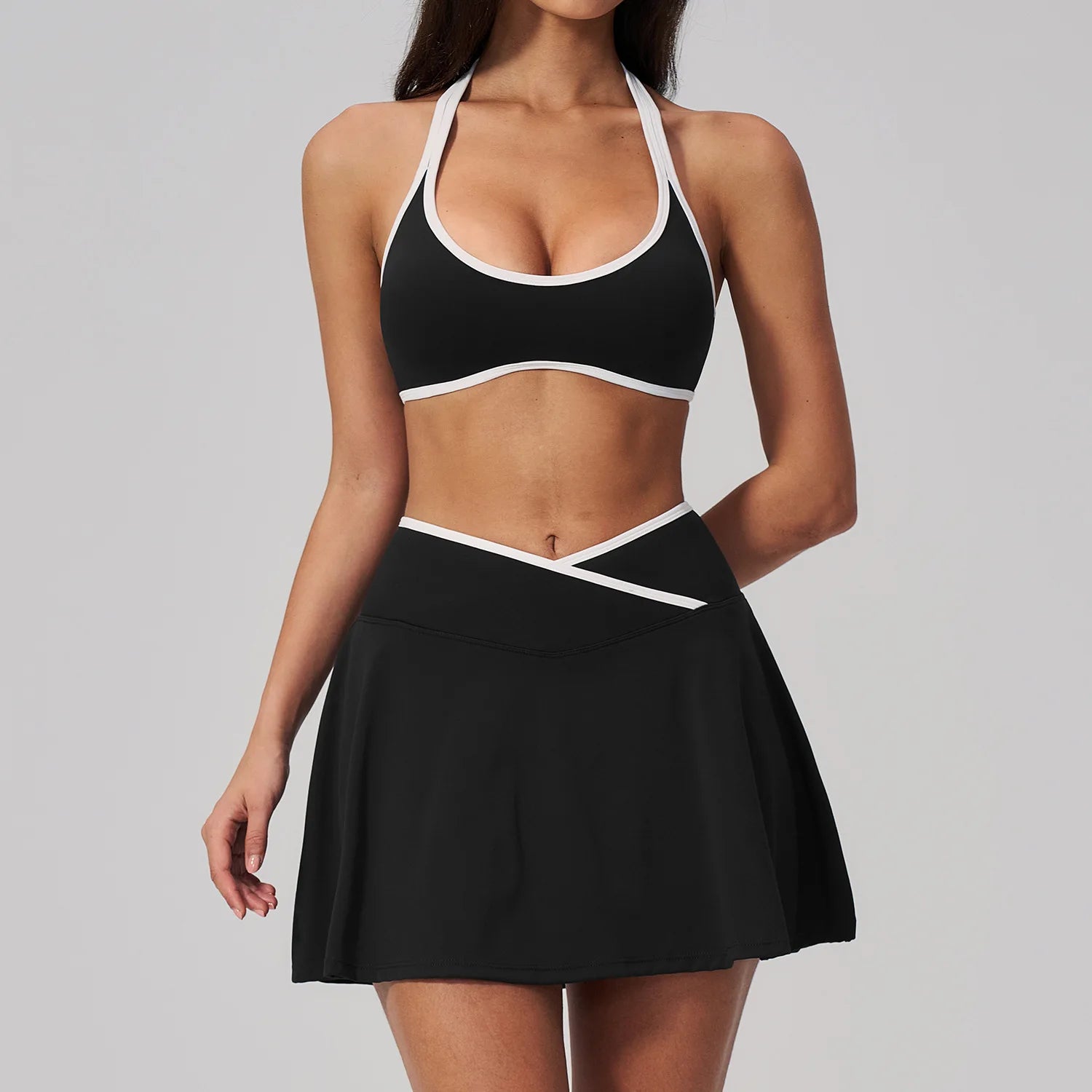 Women's Tracksuit 2-Piece Yoga Suit Sportswear Push Up Fitness Suit Gym Clothes Sports Bra Yoga Skirt Workout Set Gym Outfits