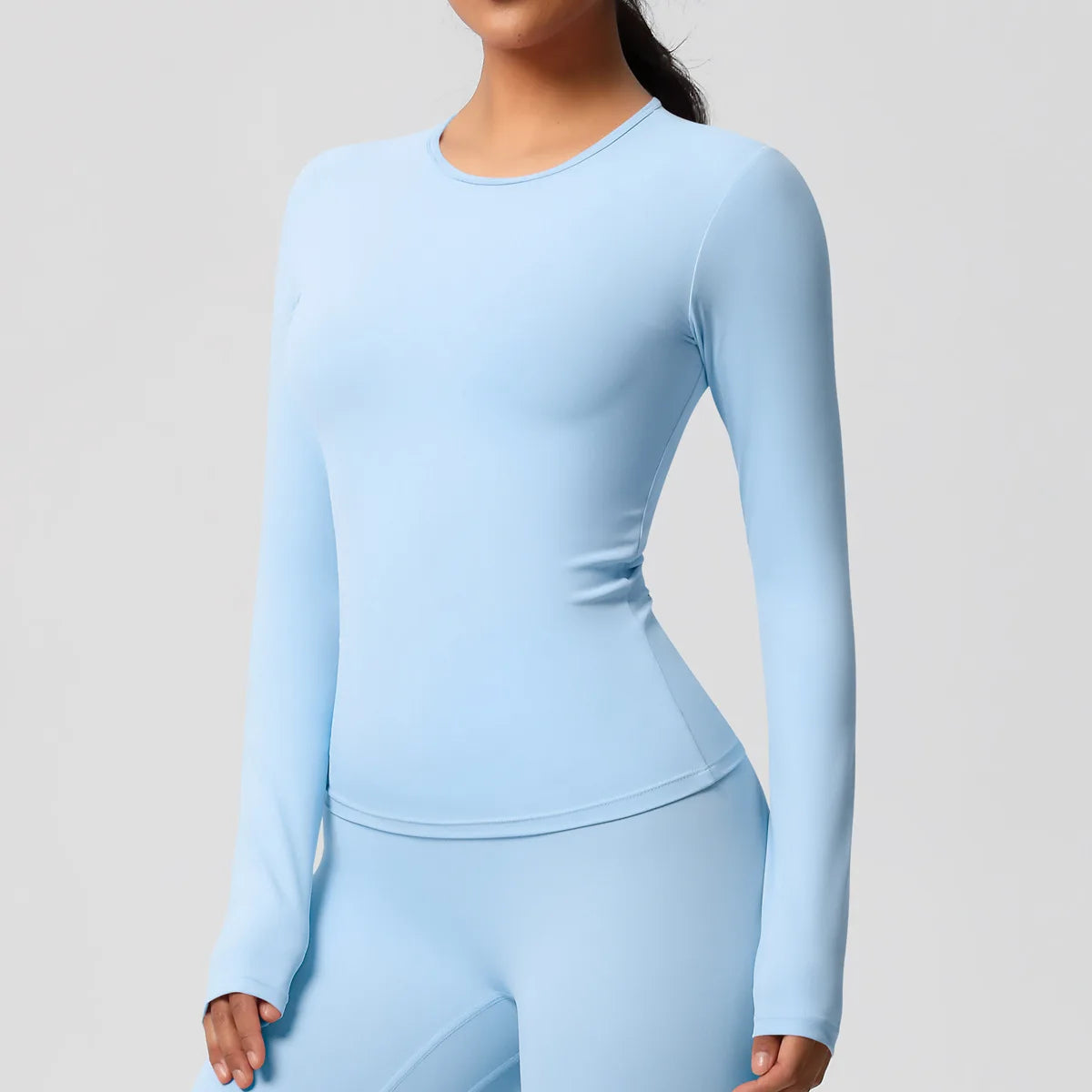 JUREN Yoga Shirts For Women Long Sleeve Fitness Running Push Up Gym Clothes Workout Dry Fit Breathable High Elastic Sports Top