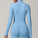 Seamless Yoga Slothes Women's Top Standing Collar Long Sleeved Sports Jacket Running Training Fitness Top Windproof Running Suit