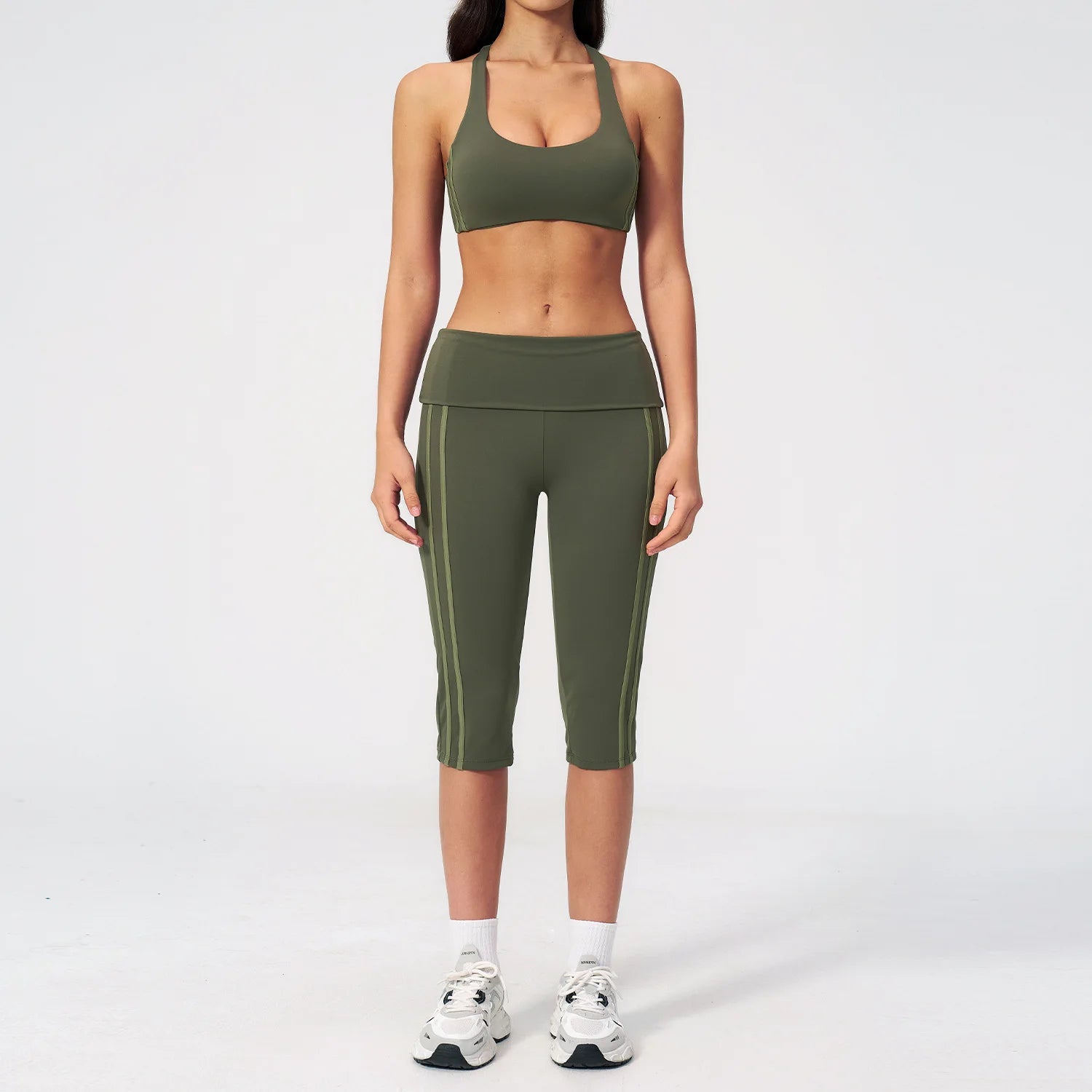 Yoga Set 2PCS Women's Tracksuit Workout Outfits Sportswear Gym Clothing High Waist Capri Pants Athletic Wear Fitness Sports Suit