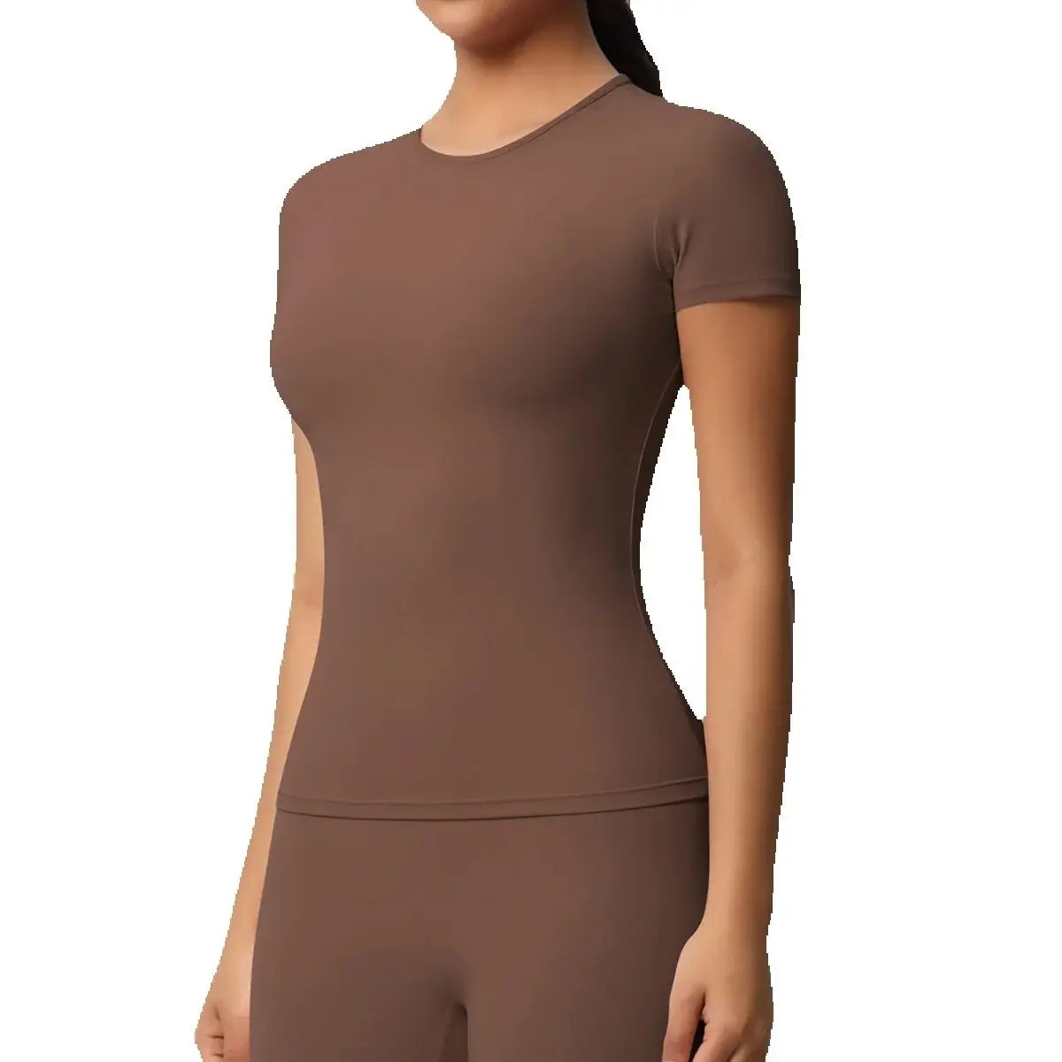 JUREN New Women Running Sports T Shirt Summer Short Sleeve Round Neck Breathable Stretchy Gym Yoga Slim Fitness Active Top Tee