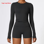 Yoga T-shirts Solid Sports Top Women Long Sleeve Gym Workout Running Shirts Sexy Exposed Navel Quick Dry Fitness Gym Sport Wear